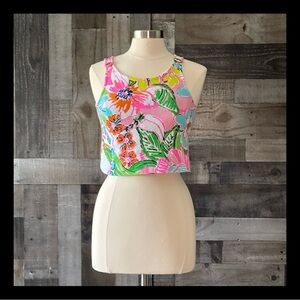 Lilly Pulitzer for Target crop top large floral Hawaiian tropical island girl